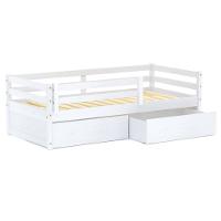 Cama Solteiro Dreams Com 02 Gavetas E Grade De Proteção Madeira Maciça Branco Megamobilia - 2