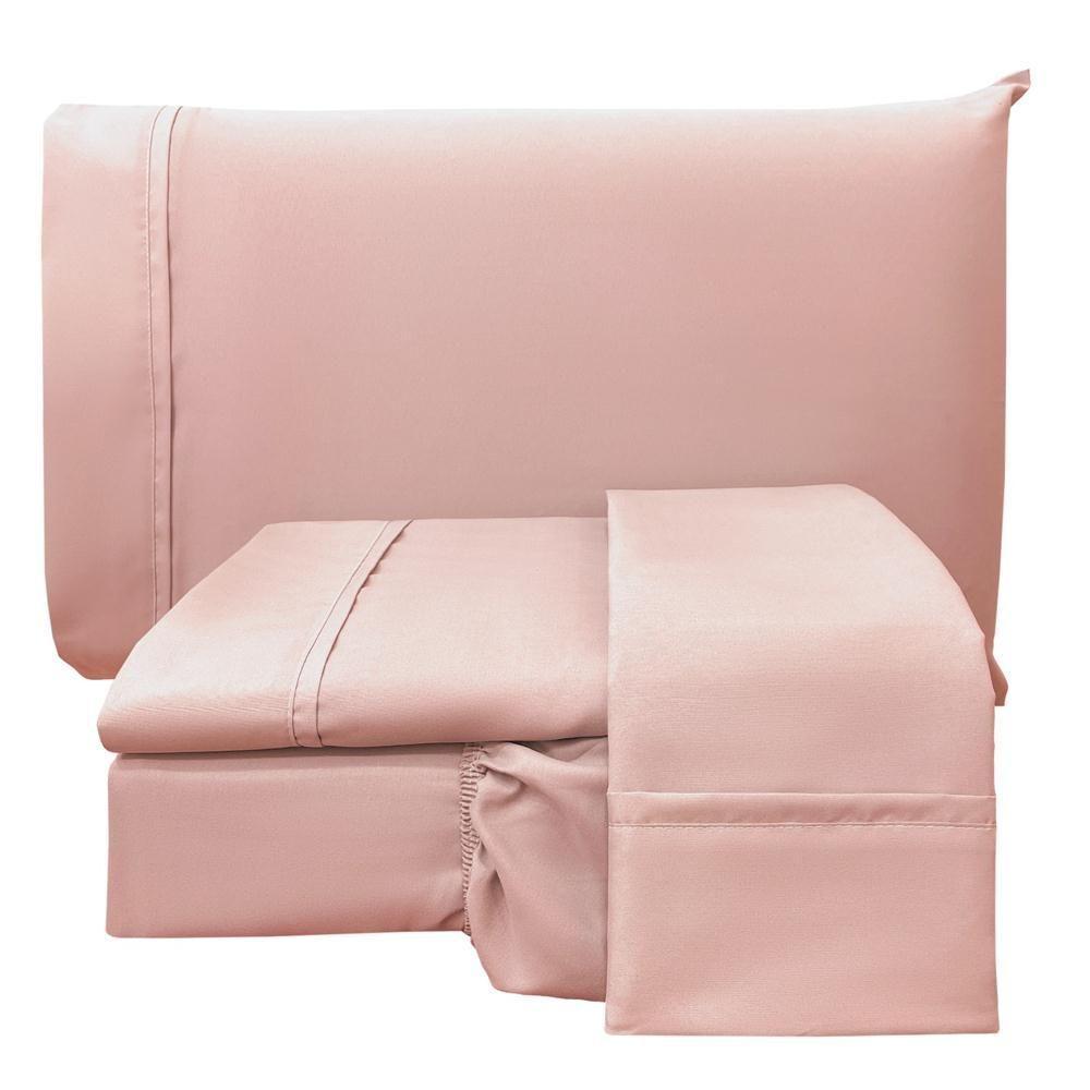 Jogo De Lençol Casal Padrão Confort Micropercal 300 Fios Toque De Algodão 4 Peças - Rose - 1