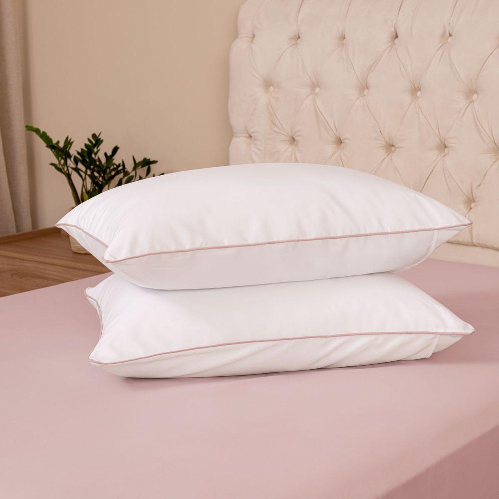 Kit 2 Fronhas Linea 50cm X 70cm Micropercal 200 Fios - Rose - 2