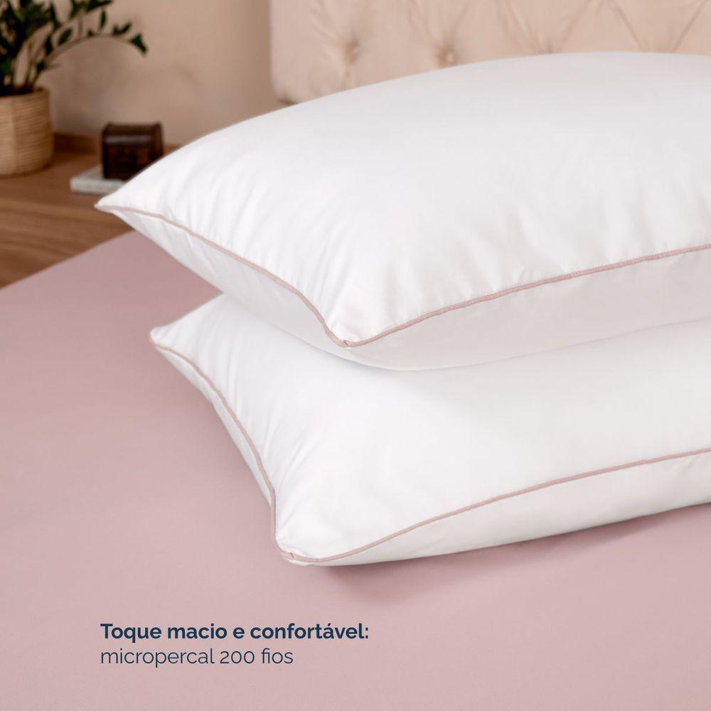 Kit 2 Fronhas Linea 50cm X 70cm Micropercal 200 Fios - Rose - 4