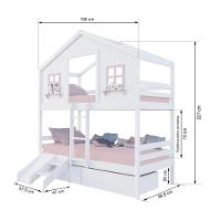 Beliche Casinha Dos Sonhos Com 02 Gavetas Kit Escada/ Escorregador Madeira Maciça Branco/ Rosa Megamobilia - 3