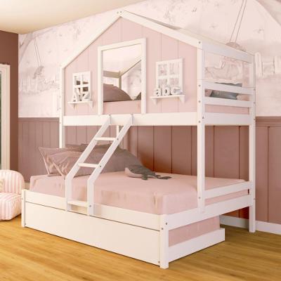 Treliche Casal/ Solteiro Casinha Dos Sonhos Madeira Maciça Rosa/ Branco Megamobilia