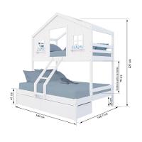 Beliche Casal/ Solteiro Casinha Dos Sonhos Com 02 Gavetas Madeira Maciça Branco Megamobilia - 3