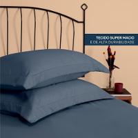 Kit 2 Fronhas Slim Com 3 Abas 50cm X 70cm Micropercal 200 Fios - Marinho - 2