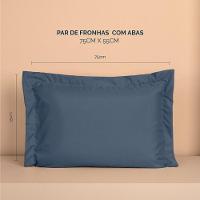 Kit 2 Fronhas Slim Com 3 Abas 50cm X 70cm Micropercal 200 Fios - Marinho - 4