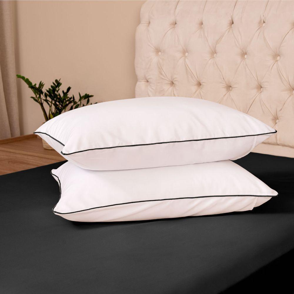 Kit 2 Fronhas Linea 50cm X 70cm Micropercal 200 Fios - Preto - 2