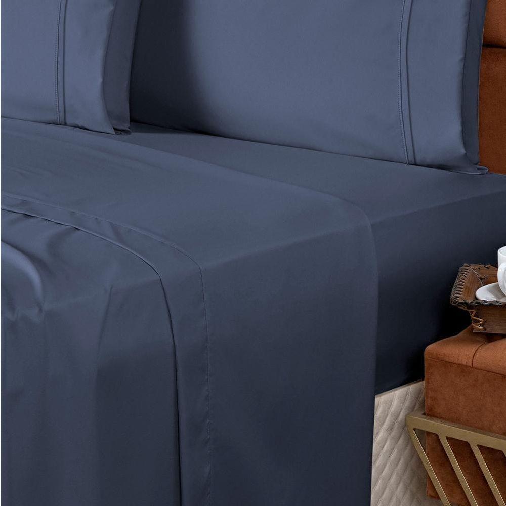 Jogo De Lençol Queen Confort Micropercal 300 Fios Toque De Algodão 4 Peças - Jeans - 2