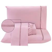 Jogo De Lençol Casal Padrão Roma Micropercal 300 Fios Toque De Algodão 4 Peças - Malva - 6