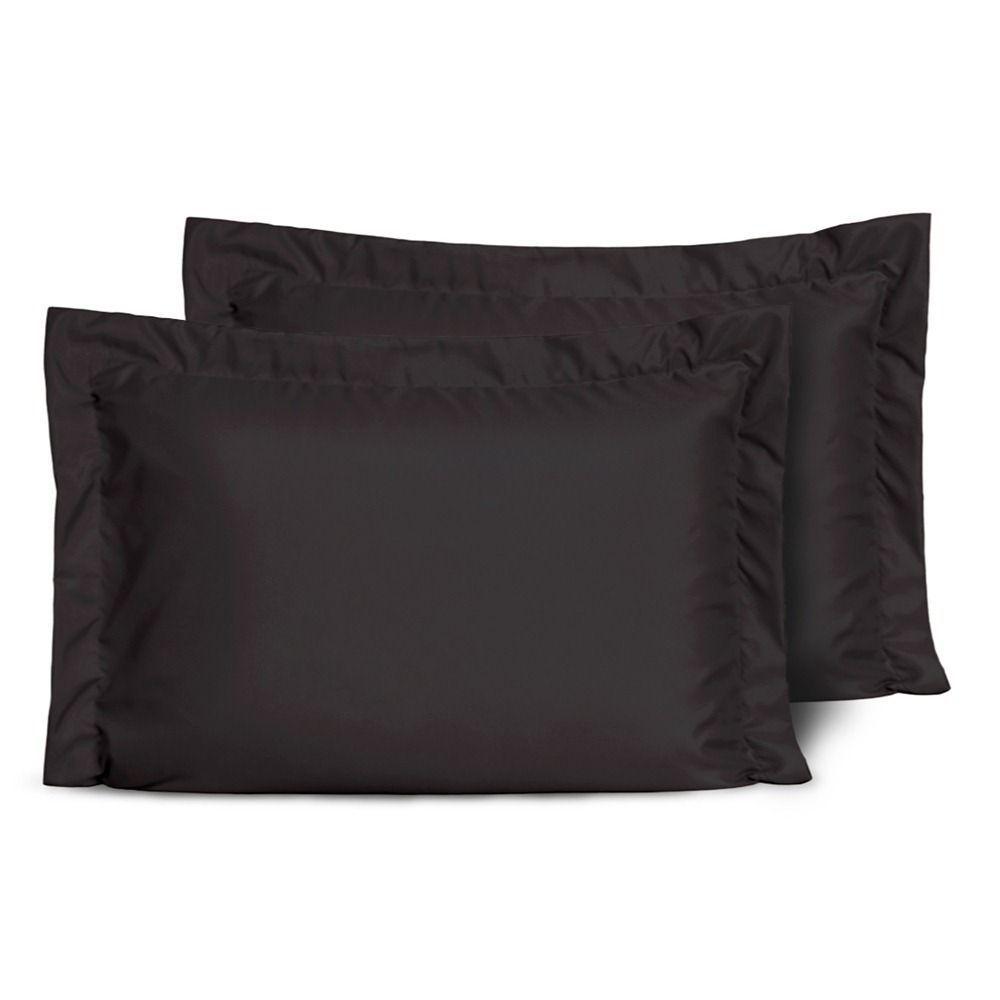 Kit 2 Fronhas Slim Com 3 Abas 50cm X 70cm Micropercal 200 Fios - Preto - 1