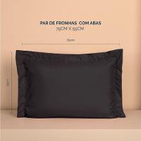 Kit 2 Fronhas Slim Com 3 Abas 50cm X 70cm Micropercal 200 Fios - Preto - 4