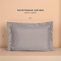 Kit 2 Fronhas Slim Com 3 Abas 50cm X 70cm Micropercal 200 Fios - Cinza - 4
