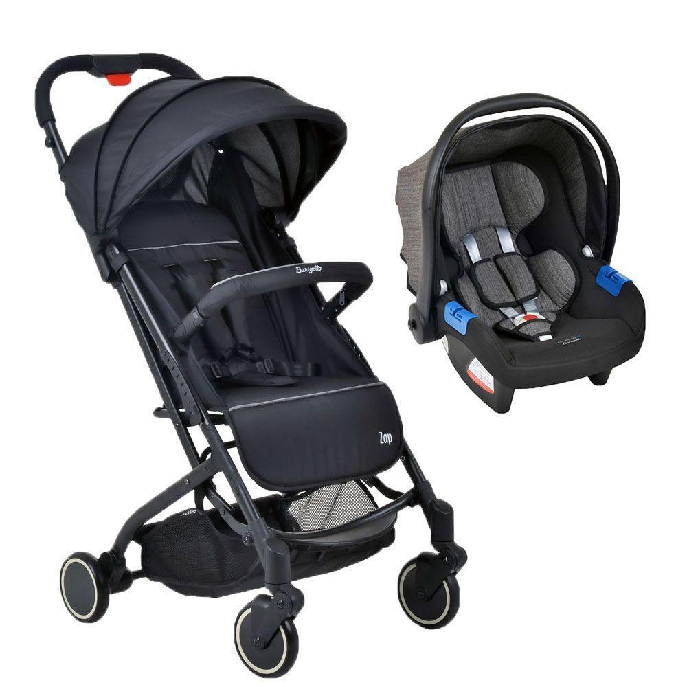 Travel System Burigotto Carrinho De Bebê Zap Preto Com Bebê Conforto Touring X Preto Mesclado - 1