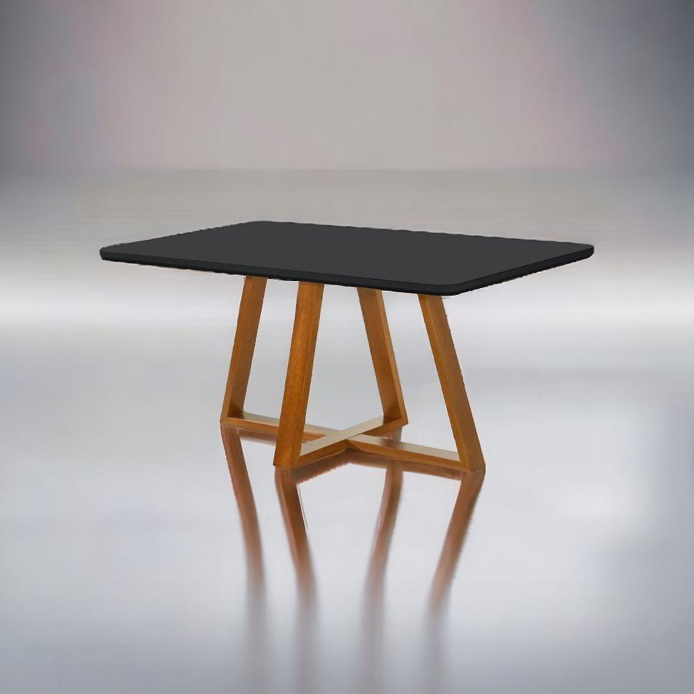 Mesa De Jantar Bela Retangular Pés Madeira Tampo Vidro/mdf cast-preto - 3