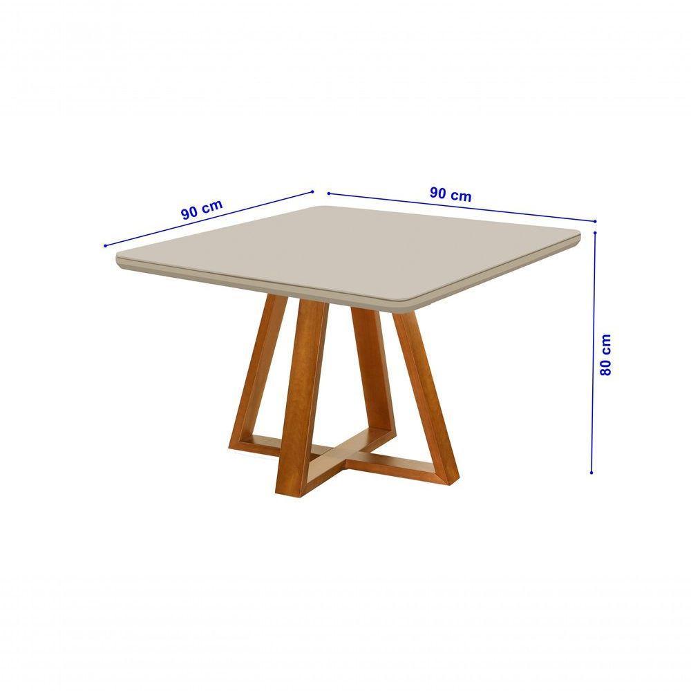 Mesa De Jantar 4 Lugares Quadrada Bela Base Madeira Luxo - 5
