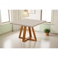 Mesa De Jantar 4 Lugares Quadrada Bela Base Madeira Luxo