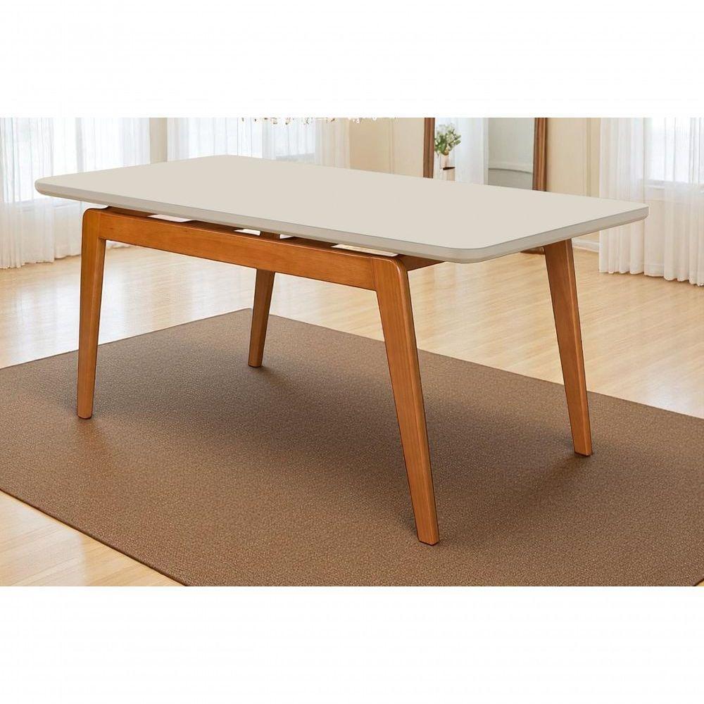 Mesa De Jantar 4 Lugares Retangular Belem Base Madeira - 4