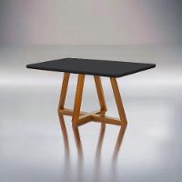 Mesa De Jantar Bela Retangular Pés Madeira Maciça 160 Cm cast/preto - 3