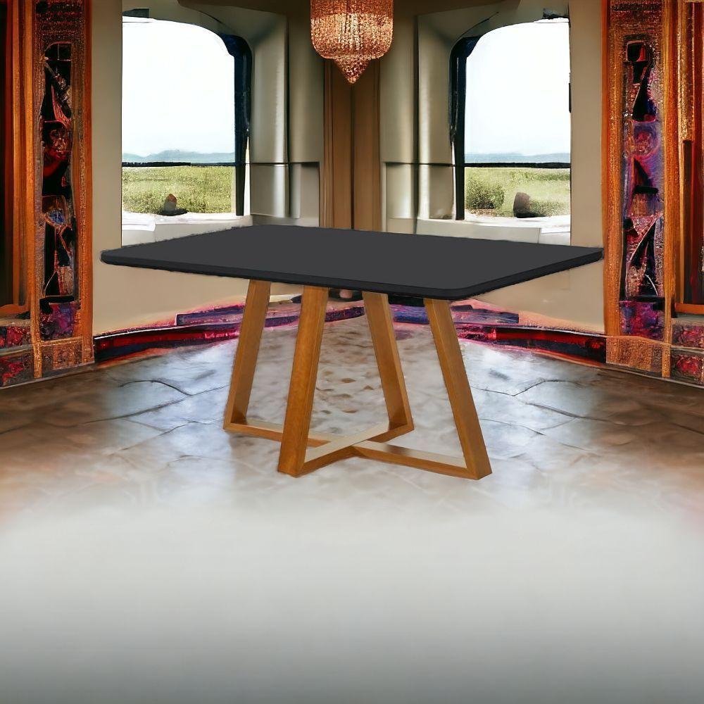 Mesa De Jantar Bela 160x90cm Pés Madeira Tampo Vidro/mdf cast/preto - 2