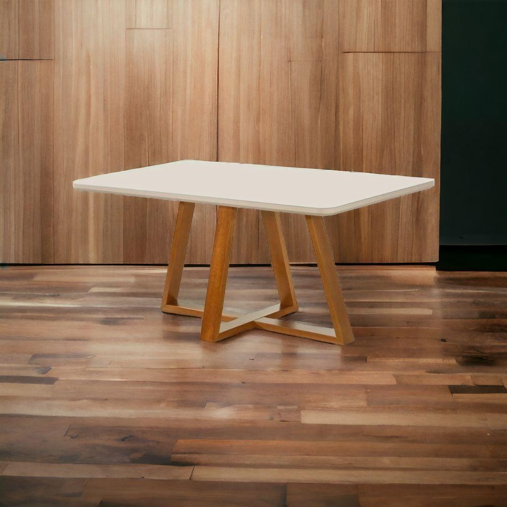 Mesa De Jantar Bela Tampo Vidro/mdf Retangular 120 Cm cast/off White - 2