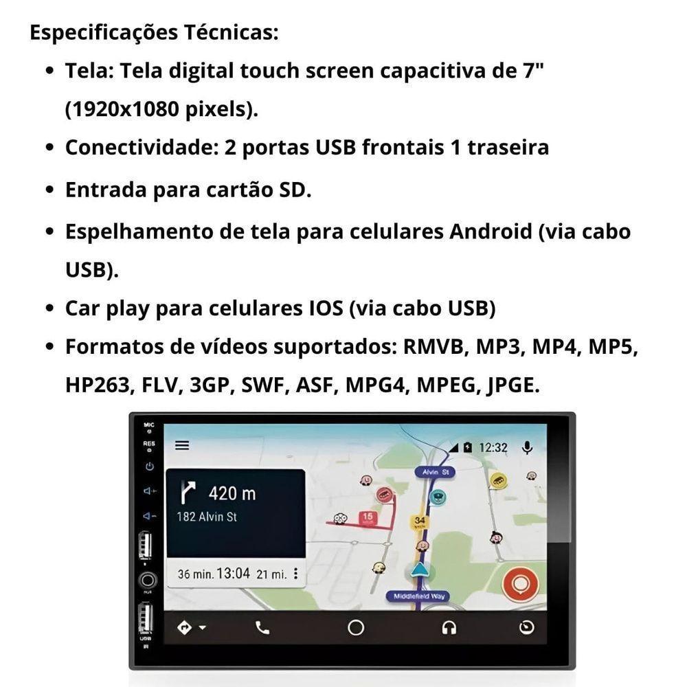 Central Multimídia 2 Din Carplay Android Auto Ford Focus Sedan Moldura + Câmera - 2