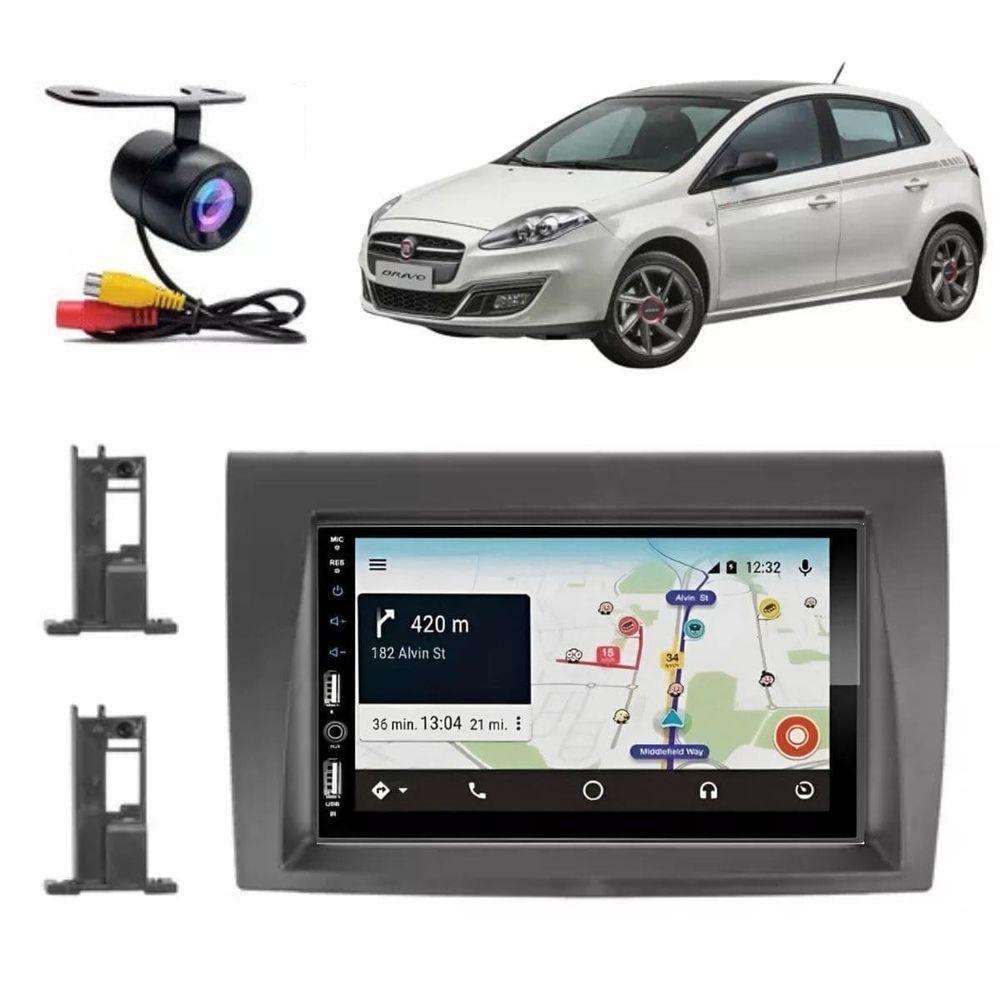 Central Multimídia 2 Din Carplay Android Auto Fiat Bravo Moldura + Câmera Pt Fosco - 1