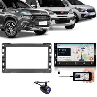 Central Multimídia 2 Din Carplay Android Auto Fiat Uno Moldura + Câmera Pt Fosco - 1