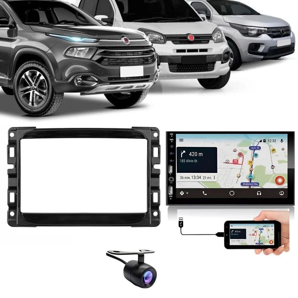 Central Multimídia 2 Din Carplay Android Auto Fiat Mobi Moldura + Câmera Bp - 1