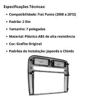 Central Multimídia 2 Din Mp5 Fiat Punto Câmera Moldura Tela Grafite