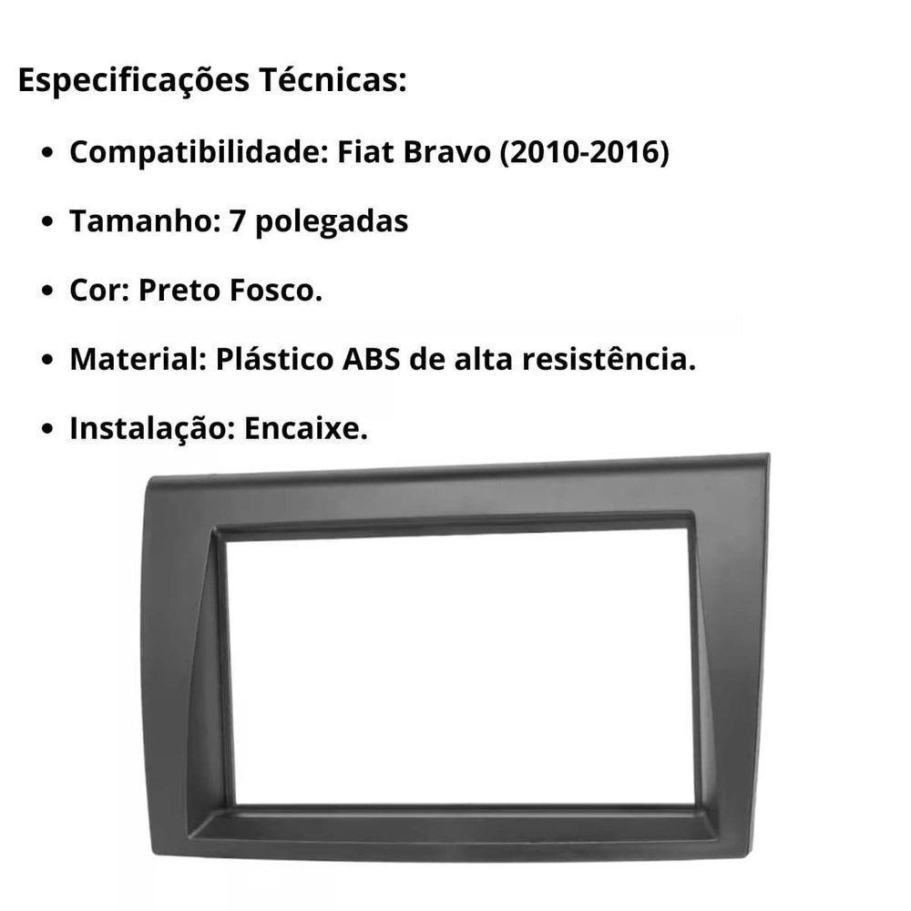 Central Multimídia 2 Din Mp5 Fiat Bravo Câmera Moldura Tela Pt Fosco - 4
