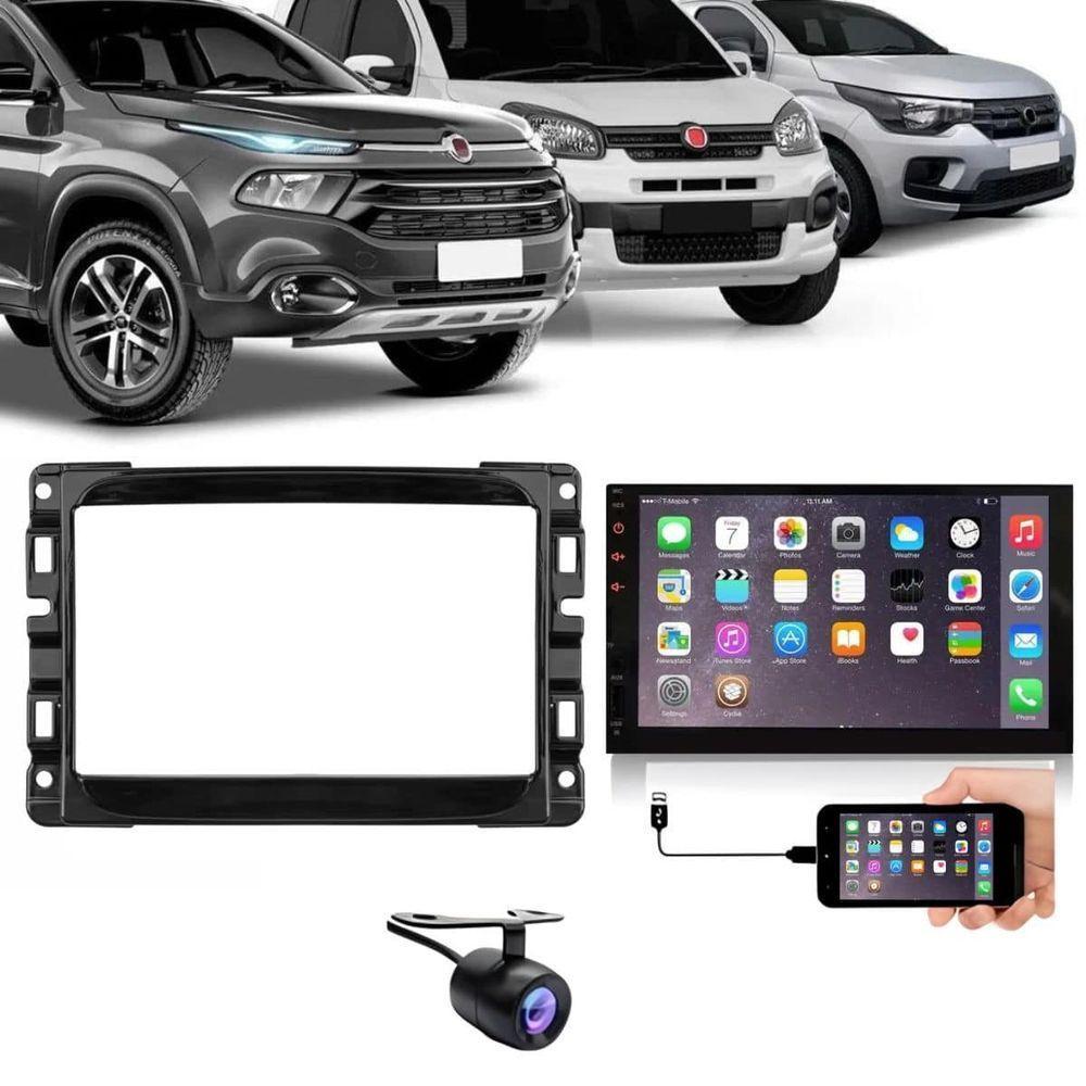 Central Multimídia 2 Din Mp5 Fiat Mobi Câmera Moldura Tela Bp - 1