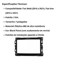 Central Multimídia 2 Din Mp5 Fiat Mobi Câmera Moldura Tela Bp