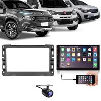 Central Multimídia 2 Din Mp5 Fiat Mobi Câmera Moldura Tela Pt Fosco - 1