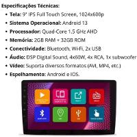 Central Multimídia Android 2 Din Ford Ranger Moldura 9 Câmera Ré - 2