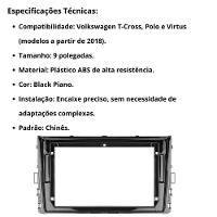 Central Multimídia Android 2 Din Polo Moldura 9 Câmera Ré Bp