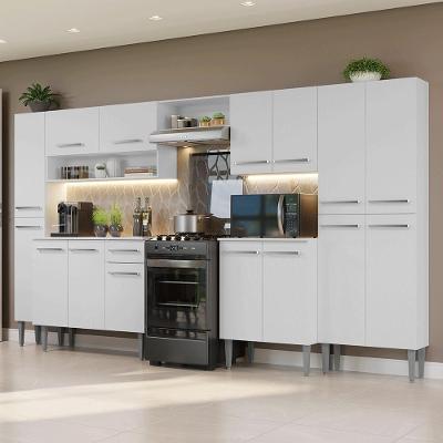Armário de Cozinha Completa Emilly 14 Portas 1 Gaveta MDF 325cm Branco