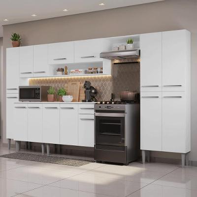 Armário de Cozinha Completa Emilly 14 Portas 1 Gaveta MDF 325cm Branco