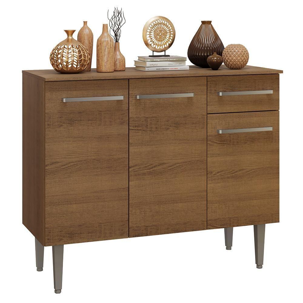 Buffet Aparador 105cm 3 Portas E 1 Gaveta Rustic Madesa Rustic - 2
