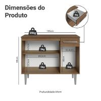 Buffet Aparador 105cm 3 Portas E 1 Gaveta Rustic Madesa Rustic - 3