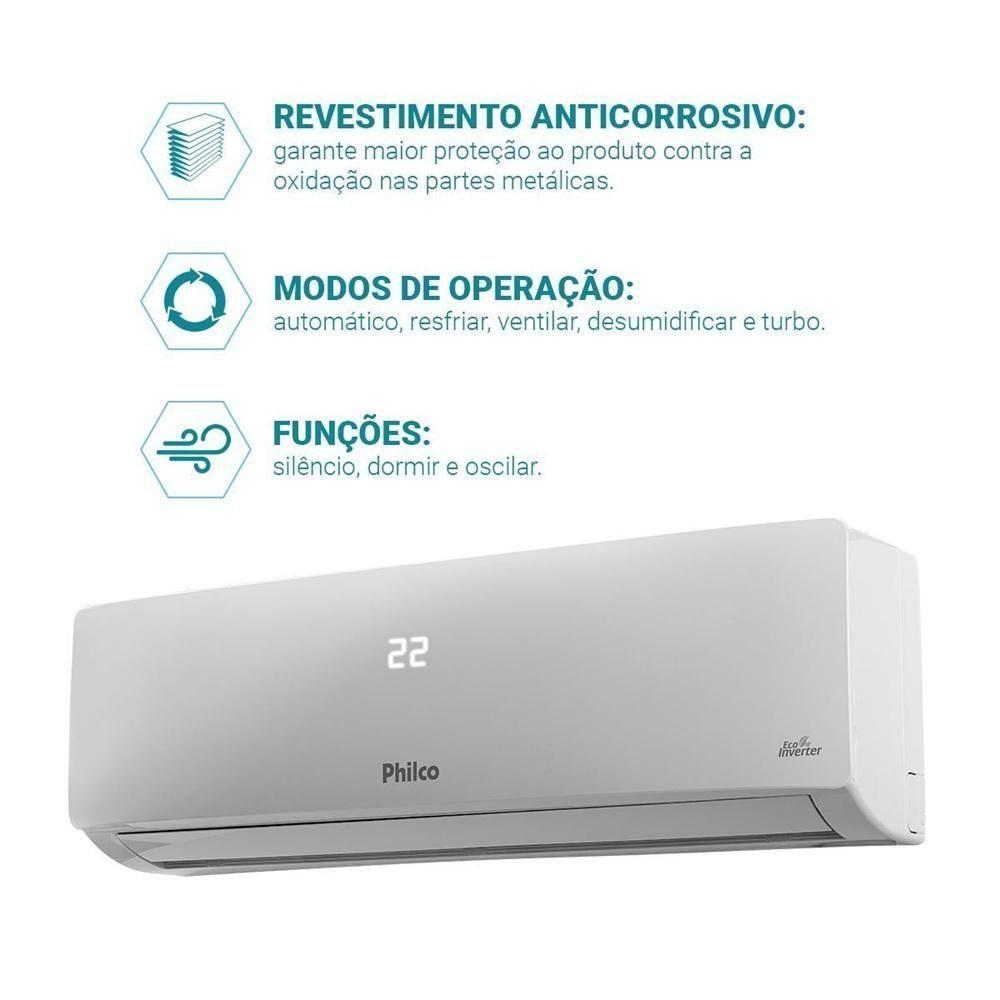 Ar Condicionado Split Philco Hi Wall Inverter 24.000 Btu/h Frio Monofásico Branco PAC24FB 220V - 8