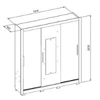 Guarda Roupas Casal com Espelho Ripado Impressão 3D 3 Portas de Correr 2 Gavetas Paris Caemmun - 5