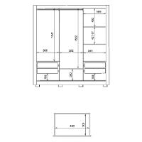 Guarda Roupas Casal com Espelho Ripado Impressão 3D 3 Portas de Correr 2 Gavetas Paris Caemmun - 6