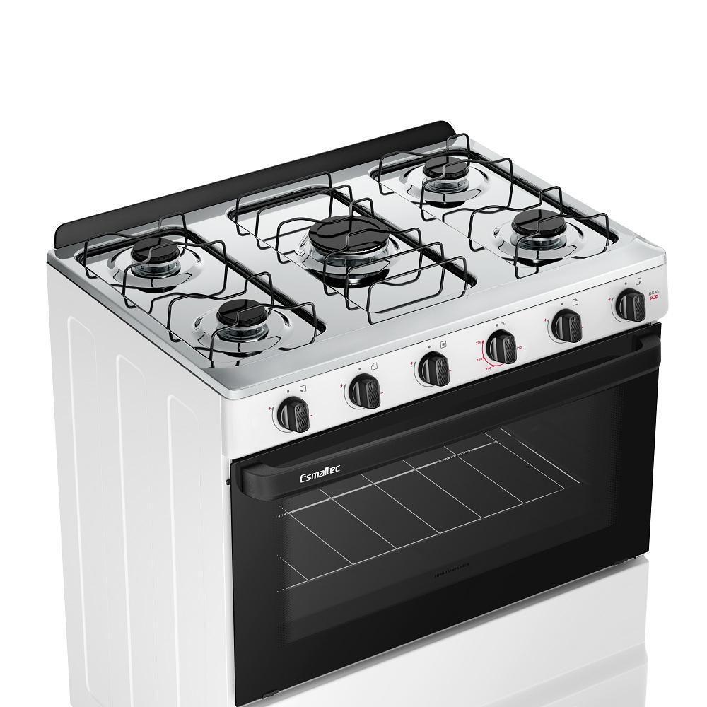 Fogão Esmaltec 5 Bocas Ideal Pop Mesa De Aço Inox  F5ISB - 5