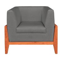 Kit 02 Poltronas Lucy Linho Cinza A26 Castanho - 2