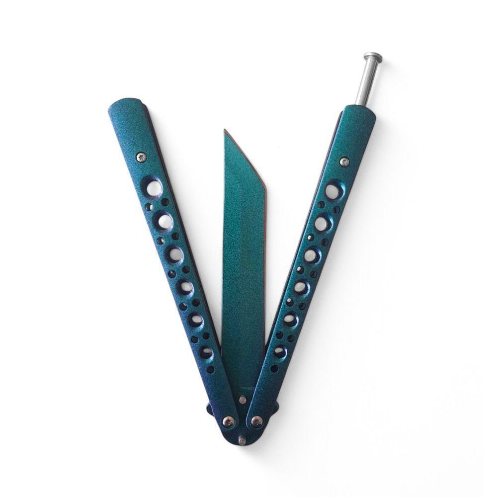 Canivete Bsl-6 Aço Inox Com Fio Corte Fade Verde Roxo - 3