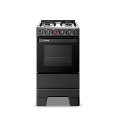 Fogão Esmaltec 4 Bocas Ideal Super Mesa De Aço Inox Preto F4IAP Bivolt