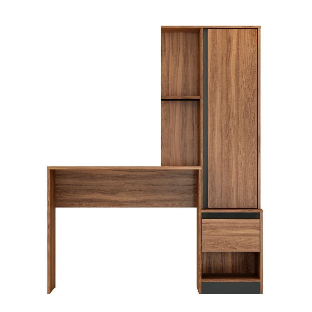 Escrivaninha Com Armario 1 Porta 1 Gaveta 1 Nicho Office Bélgica - Amendola-grafito - 10