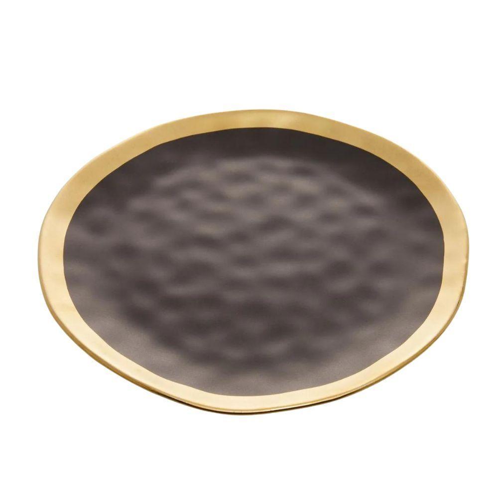 Prato Raso Em Porcelana Dubai 25cm Wolff Preto E Dourado - 4