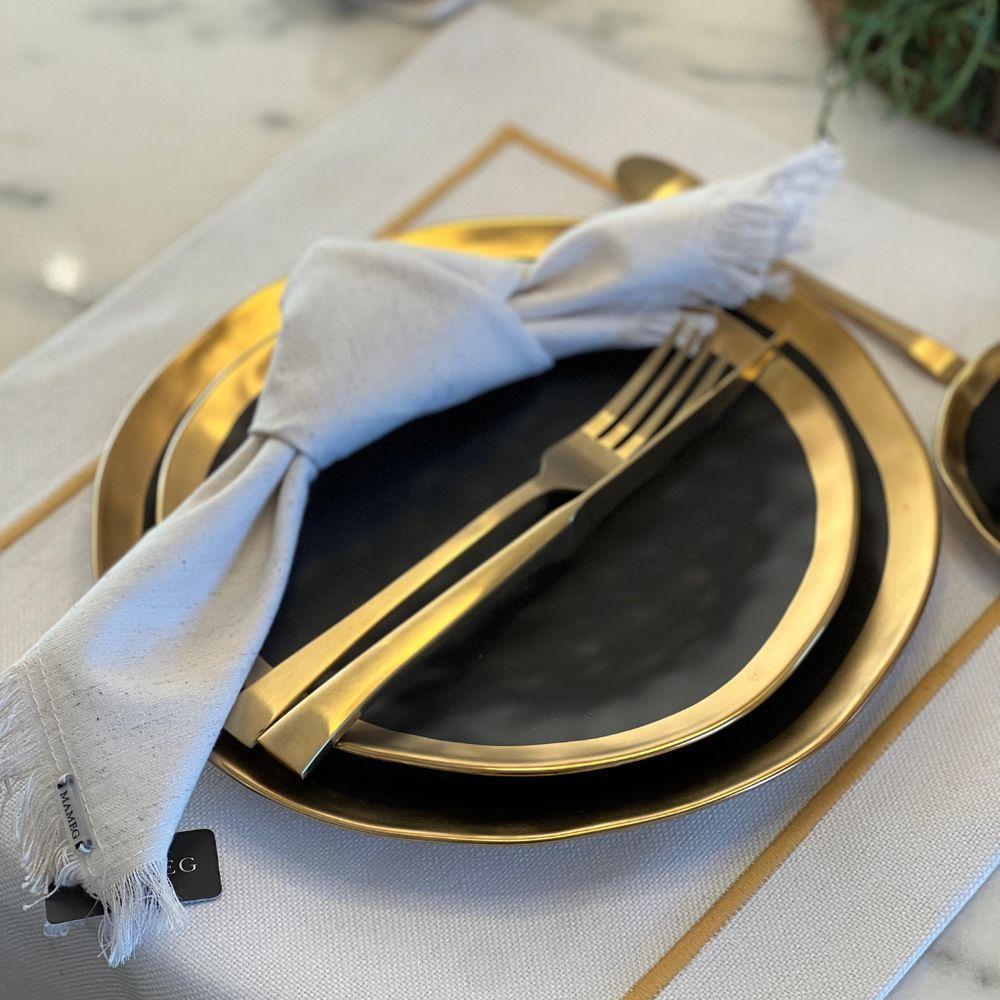 Prato Raso Em Porcelana Dubai 25cm Wolff Preto E Dourado - 5