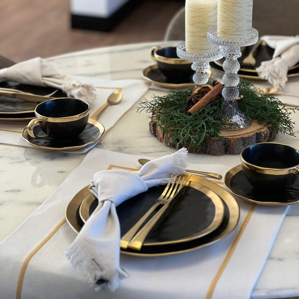 Prato Raso Em Porcelana Dubai 25cm Wolff Preto E Dourado - 6