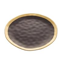 Prato Raso Em Porcelana Dubai 25cm Wolff Preto E Dourado